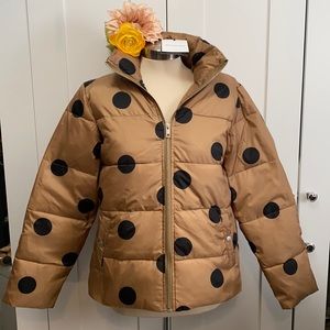 SHIP ⬇️ & PRICE FIRM! NEW! Polka Dot Print Brown Puffer Women’s